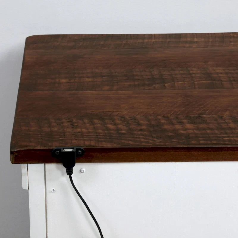Ensemble de chambre à coucher 3 pièces en pin blanc Ynez Farmhouse avec port USB par Furniture of America