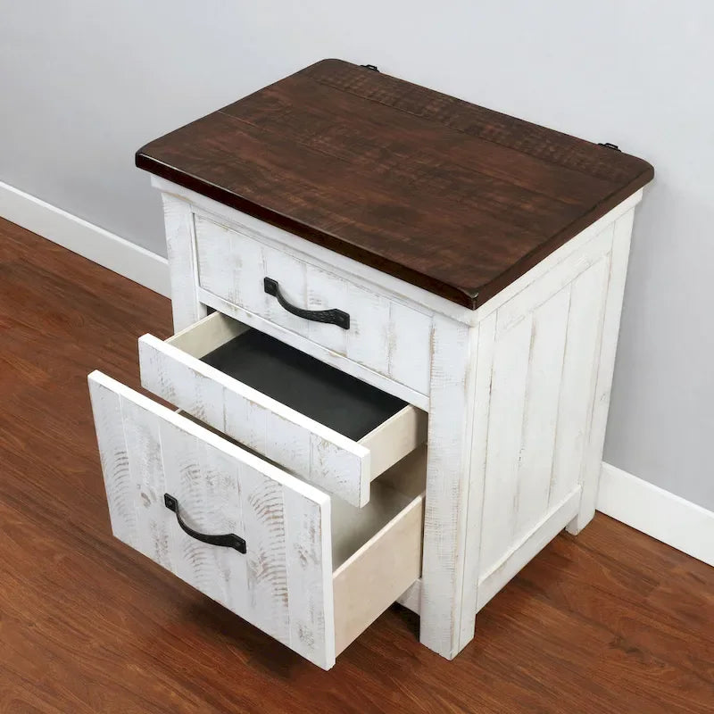Ensemble de chambre à coucher 3 pièces en pin blanc Ynez Farmhouse avec port USB par Furniture of America