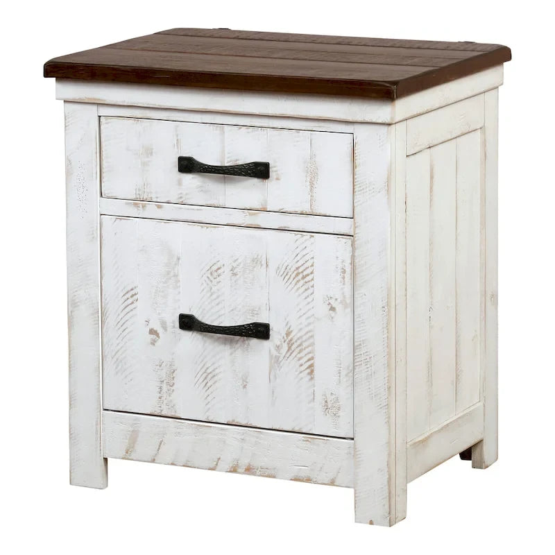 Ensemble de chambre à coucher 3 pièces en pin blanc Ynez Farmhouse avec port USB par Furniture of America