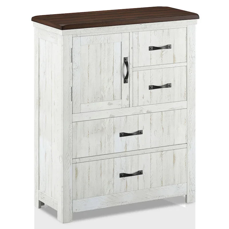 Ensemble de chambre à coucher 3 pièces en pin blanc Ynez Farmhouse avec port USB par Furniture of America