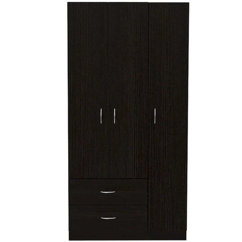 Armoire 3 portes FM Furniture Eureka avec 2 tiroirs, étagères intérieures et tringle