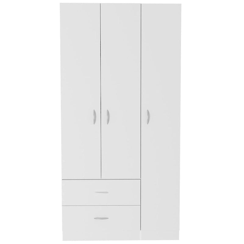 Armoire 3 portes FM Furniture Eureka avec 2 tiroirs, étagères intérieures et tringle