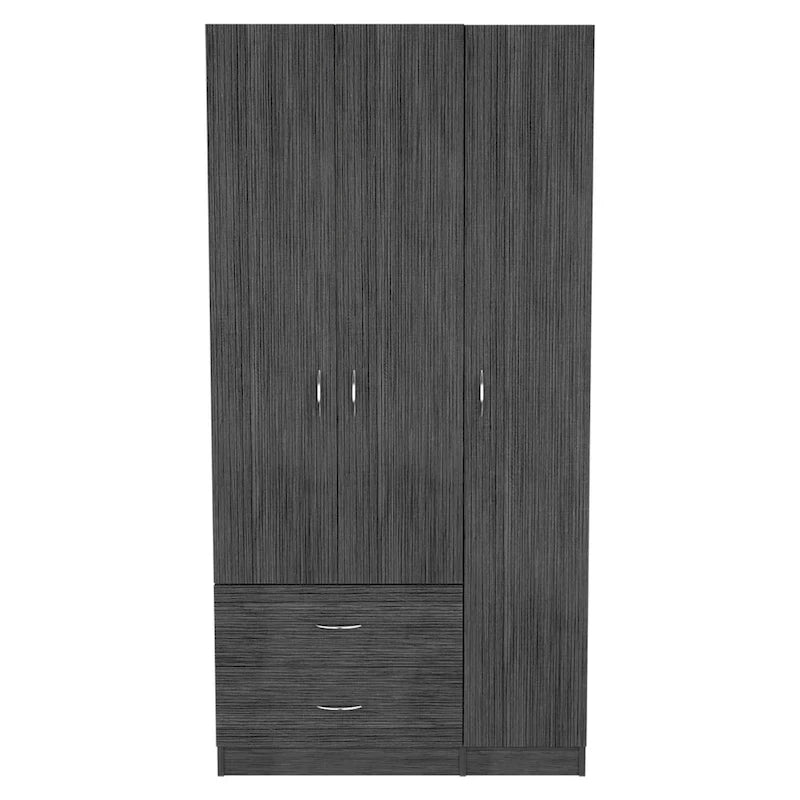 Armoire 3 portes FM Furniture Eureka avec 2 tiroirs, étagères intérieures et tringle