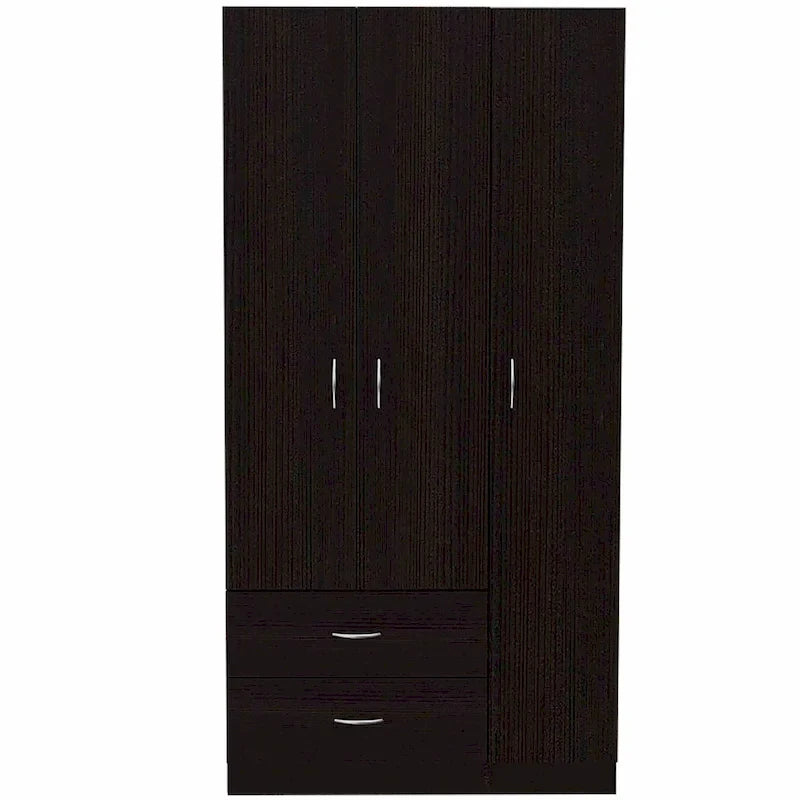 Armoire 3 portes FM Furniture Eureka avec 2 tiroirs, étagères intérieures et tringle