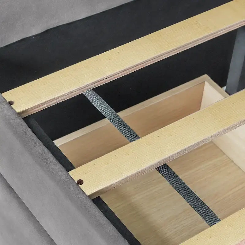 Nestfair Lit de repos rembourré Taille double avec deux tiroirs et support à lattes en bois