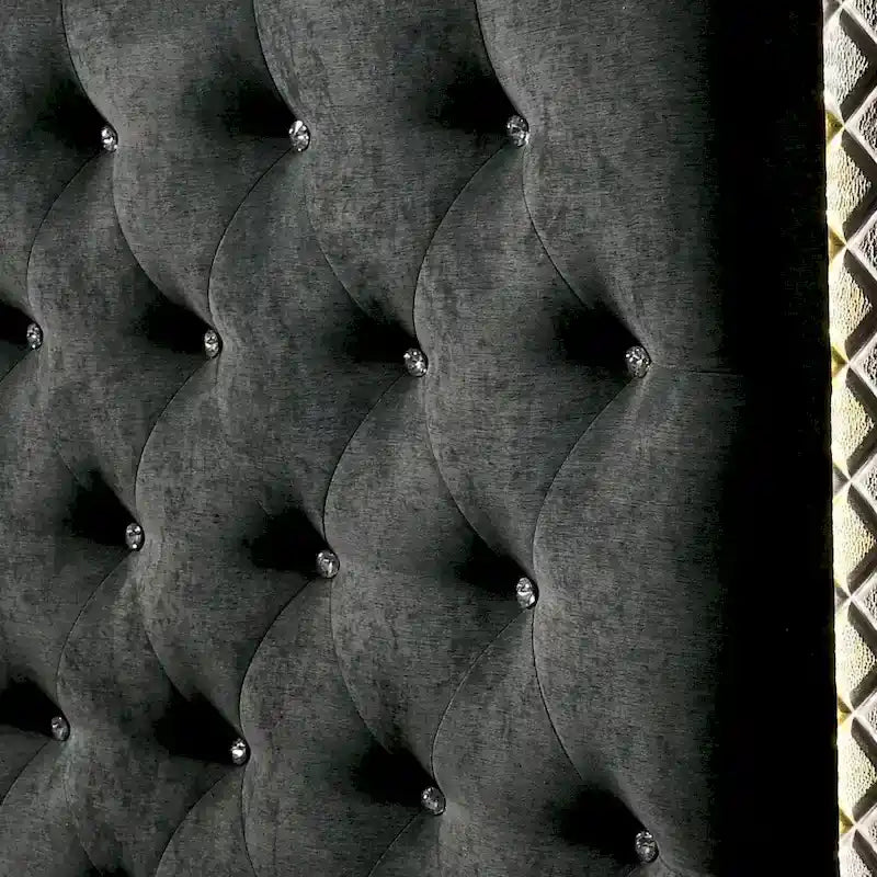Lit LED capitonné Quista Glam gris en tissu Furniture of America