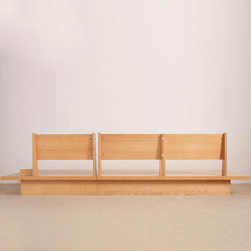 Canapé JASIWAY en coton lin beige avec cadre en bois