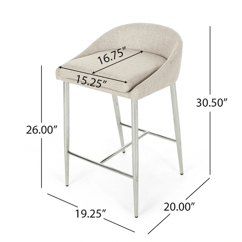 Tabourets de bar modernes garnis Bandini avec pieds chromés (lot de 2) par Christopher Knight Home