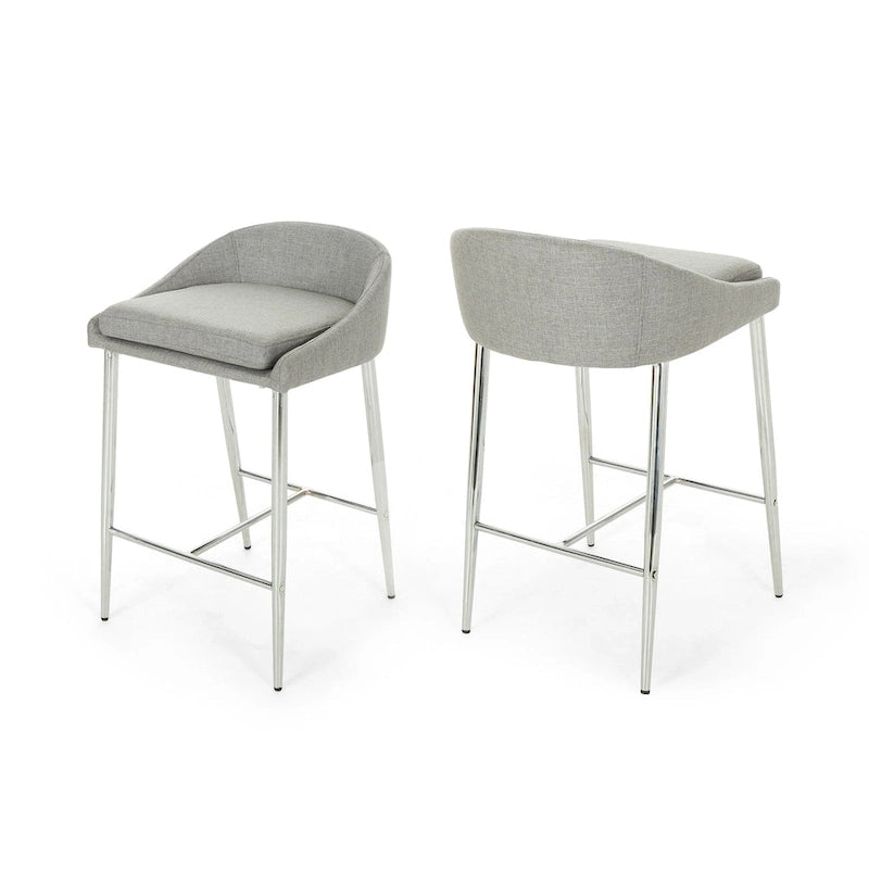 Tabourets de bar modernes garnis Bandini avec pieds chromés (lot de 2) par Christopher Knight Home