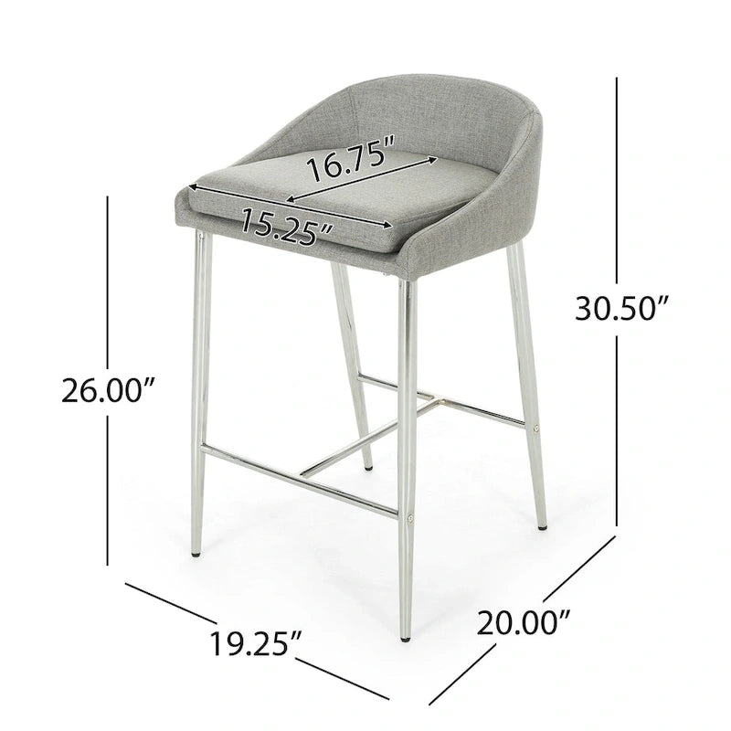 Tabourets de bar modernes garnis Bandini avec pieds chromés (lot de 2) par Christopher Knight Home