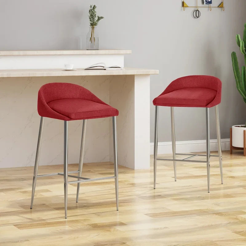 Tabourets de bar modernes garnis Bandini avec pieds chromés (lot de 2) par Christopher Knight Home