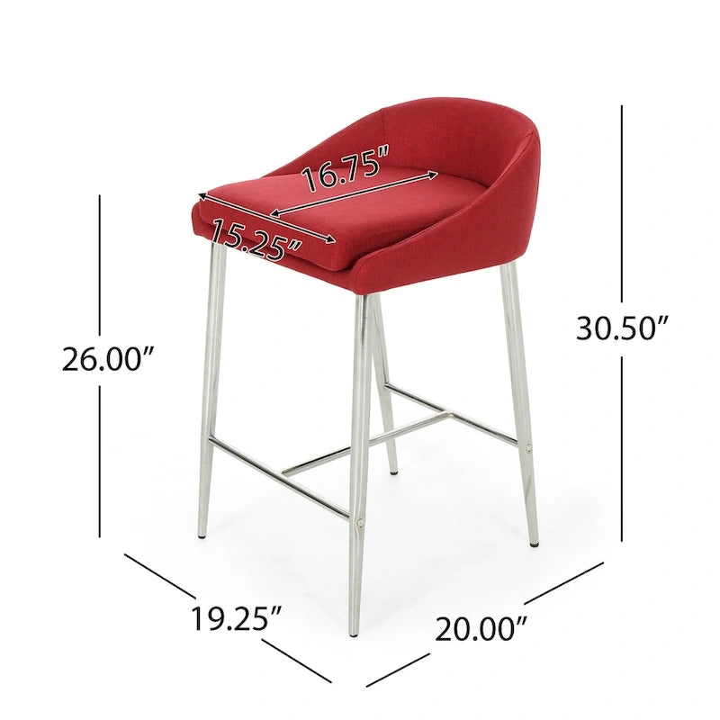 Tabourets de bar modernes garnis Bandini avec pieds chromés (lot de 2) par Christopher Knight Home
