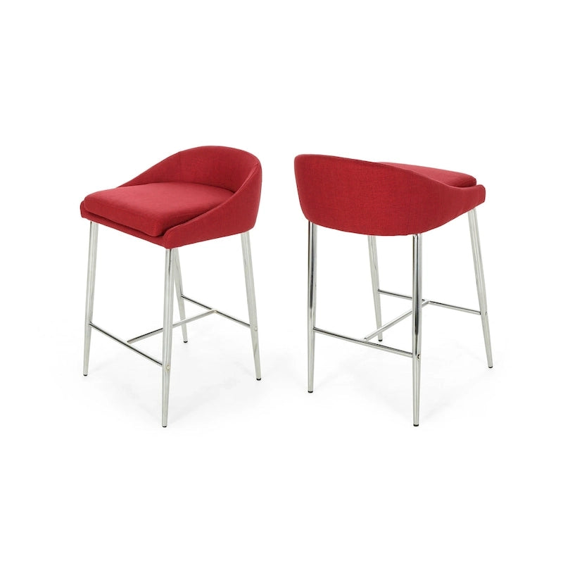 Tabourets de bar modernes garnis Bandini avec pieds chromés (lot de 2) par Christopher Knight Home