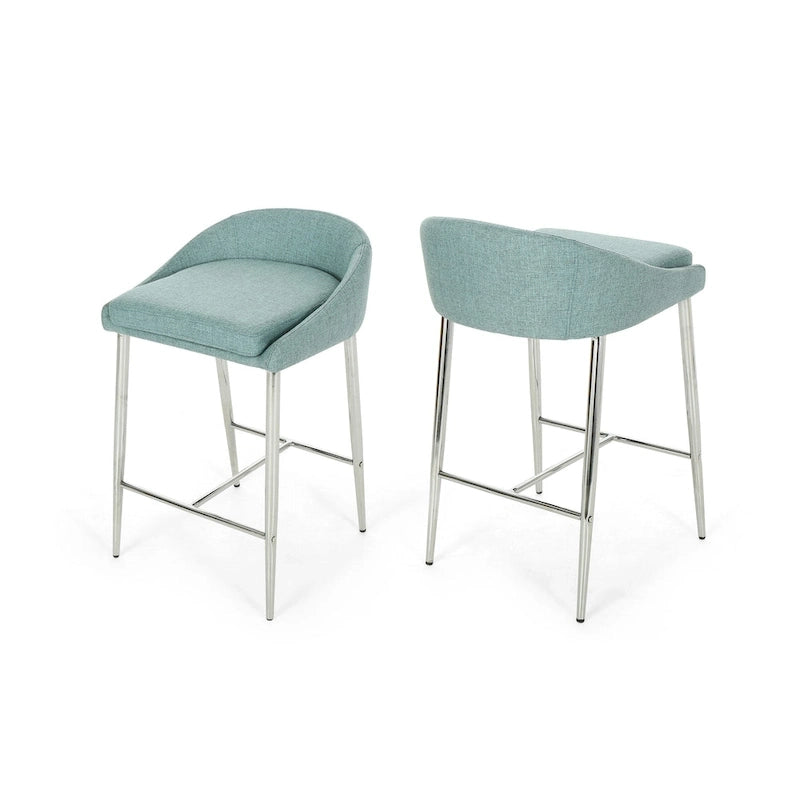 Tabourets de bar modernes garnis Bandini avec pieds chromés (lot de 2) par Christopher Knight Home