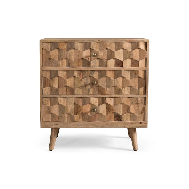 Commode à 3 tiroirs en bois de manguier fabriquée à la main Latona Mid-Century Modern de Christopher Knight Home