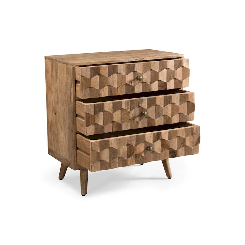 Commode à 3 tiroirs en bois de manguier fabriquée à la main Latona Mid-Century Modern de Christopher Knight Home
