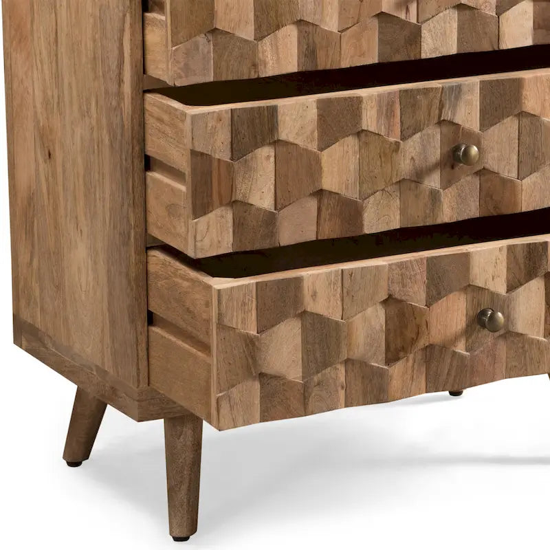 Commode à 3 tiroirs en bois de manguier fabriquée à la main Latona Mid-Century Modern de Christopher Knight Home