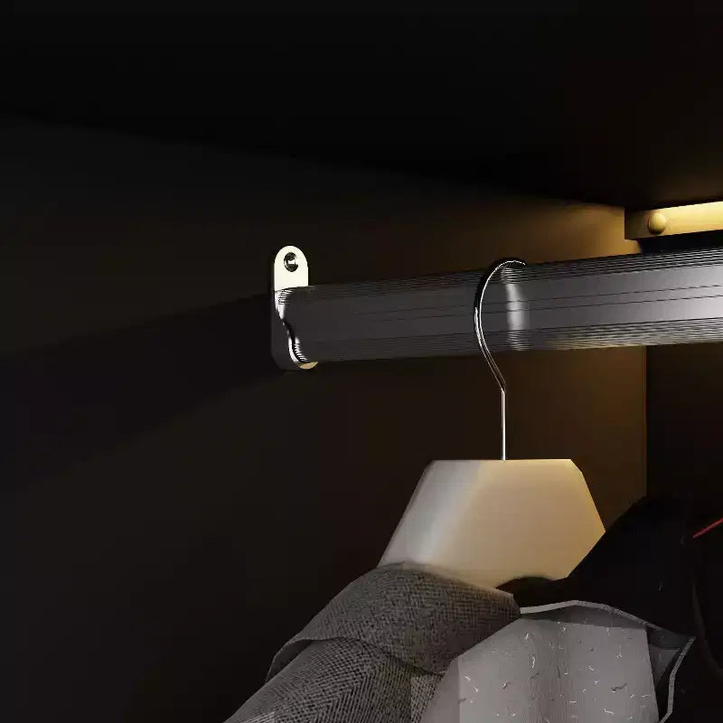 Armoire vitrine avec éclairage LED, portes en verre, placard-penderie, noir