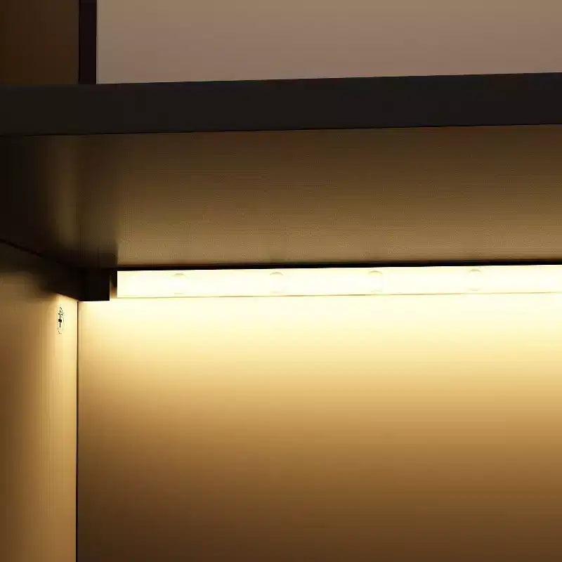 Armoire vitrine avec éclairage LED, portes en verre, placard-penderie, noir