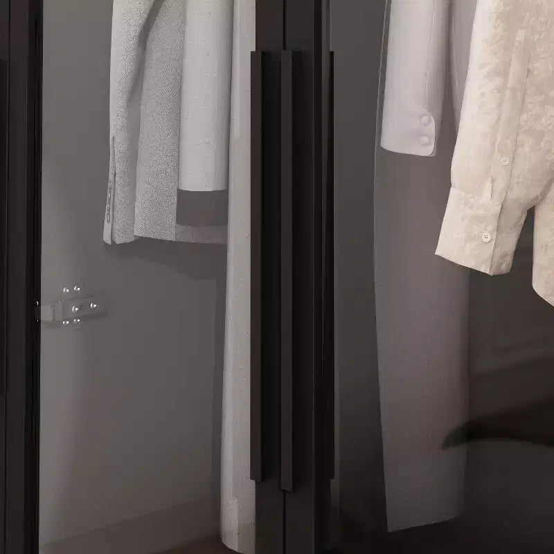 Armoire vitrine avec éclairage LED, portes en verre, placard-penderie, noir