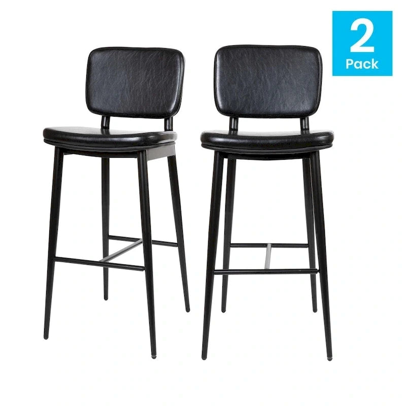 Lot de 2 tabourets de bar en similicuir avec cadre en fer et repose-pieds intégré