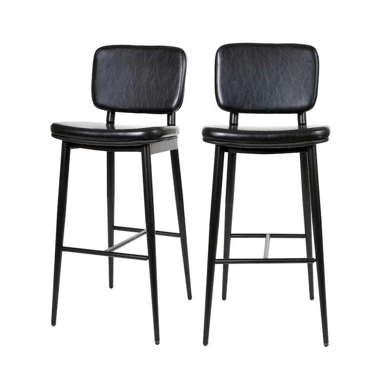 Lot de 2 tabourets de bar en similicuir avec cadre en fer et repose-pieds intégré