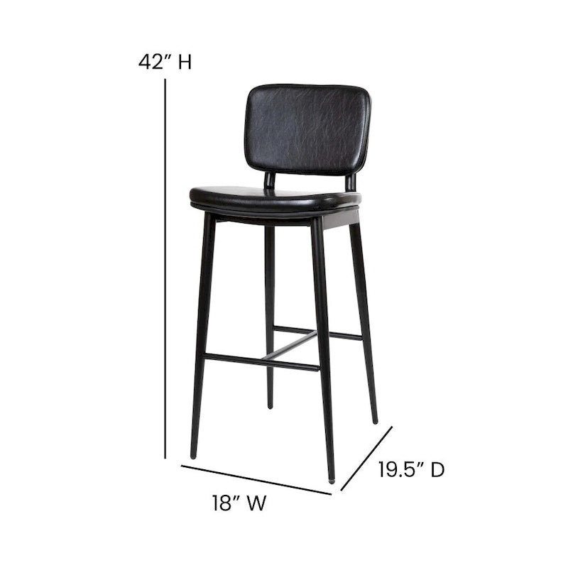 Lot de 2 tabourets de bar en similicuir avec cadre en fer et repose-pieds intégré
