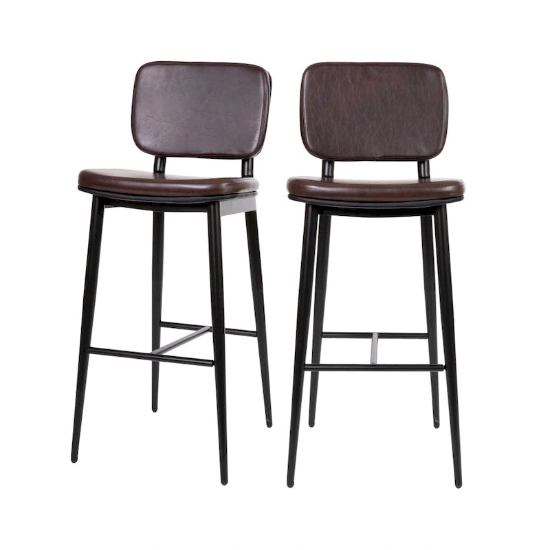 Lot de 2 tabourets de bar en similicuir avec cadre en fer et repose-pieds intégré