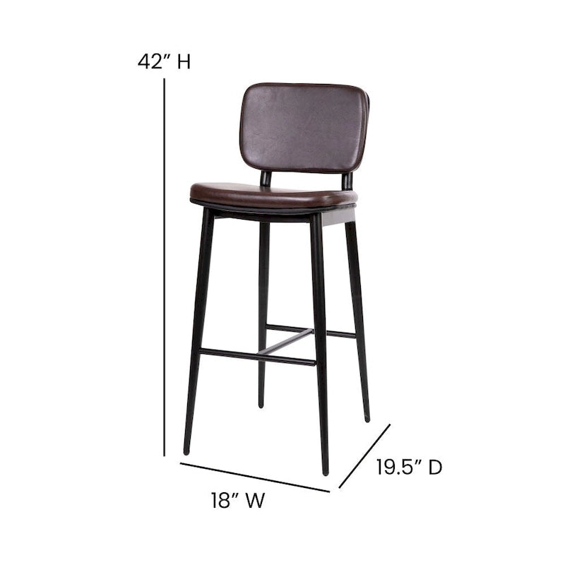 Lot de 2 tabourets de bar en similicuir avec cadre en fer et repose-pieds intégré