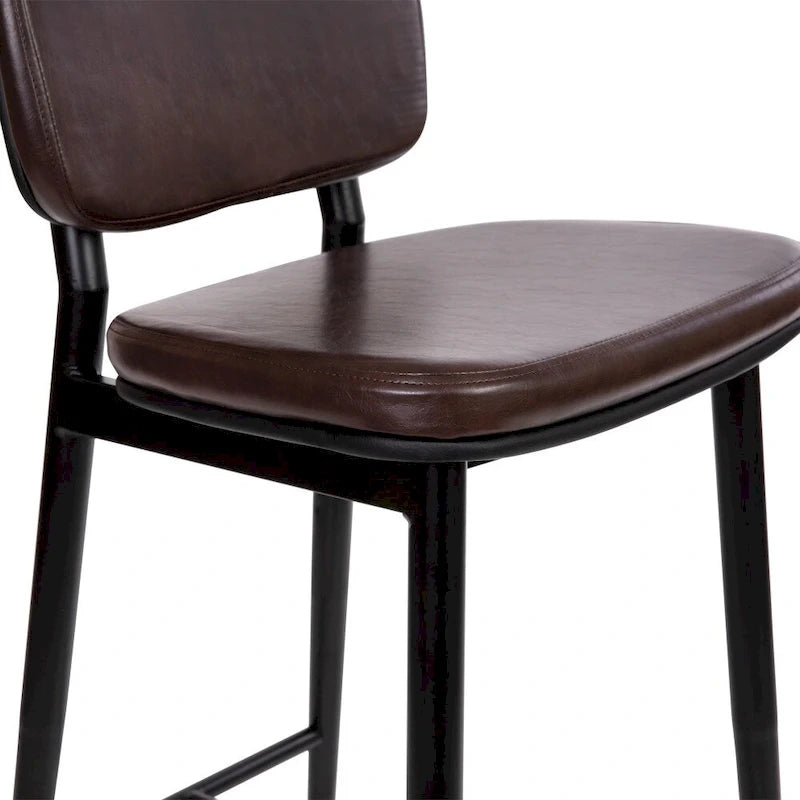 Lot de 2 tabourets de bar en similicuir avec cadre en fer et repose-pieds intégré