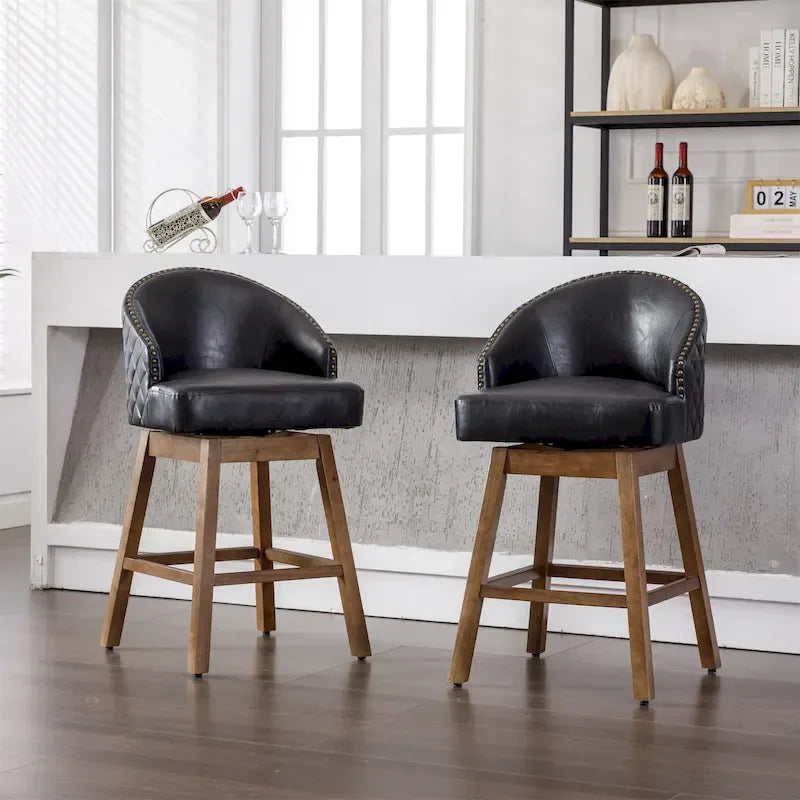 Tabourets de bar pivotants à 360° à hauteur de comptoir avec repose-pieds - Lot de 2