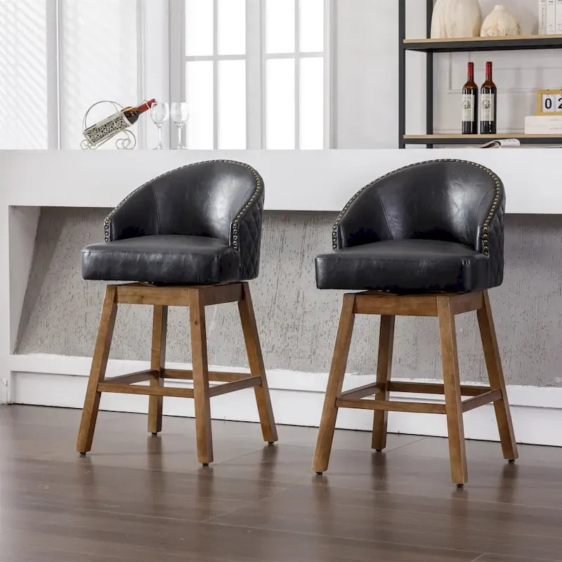 Tabourets de bar pivotants à 360° à hauteur de comptoir avec repose-pieds - Lot de 2