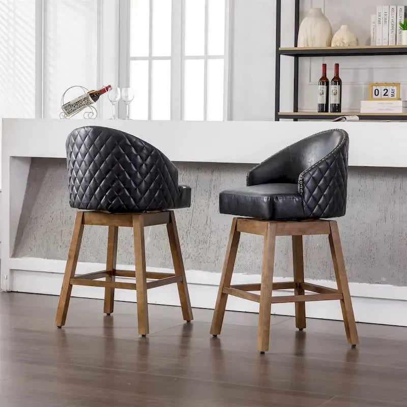 Tabourets de bar pivotants à 360° à hauteur de comptoir avec repose-pieds - Lot de 2