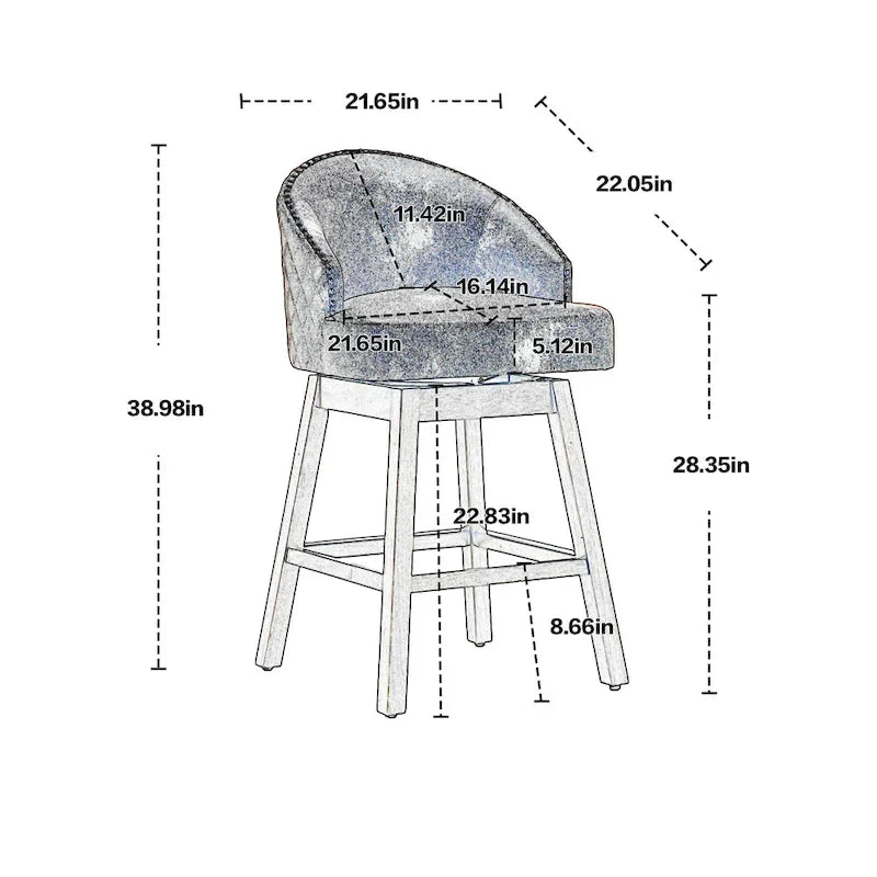 Tabourets de bar pivotants à 360° à hauteur de comptoir avec repose-pieds - Lot de 2