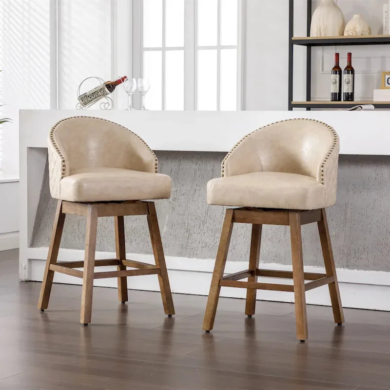Tabourets de bar pivotants à 360° à hauteur de comptoir avec repose-pieds - Lot de 2
