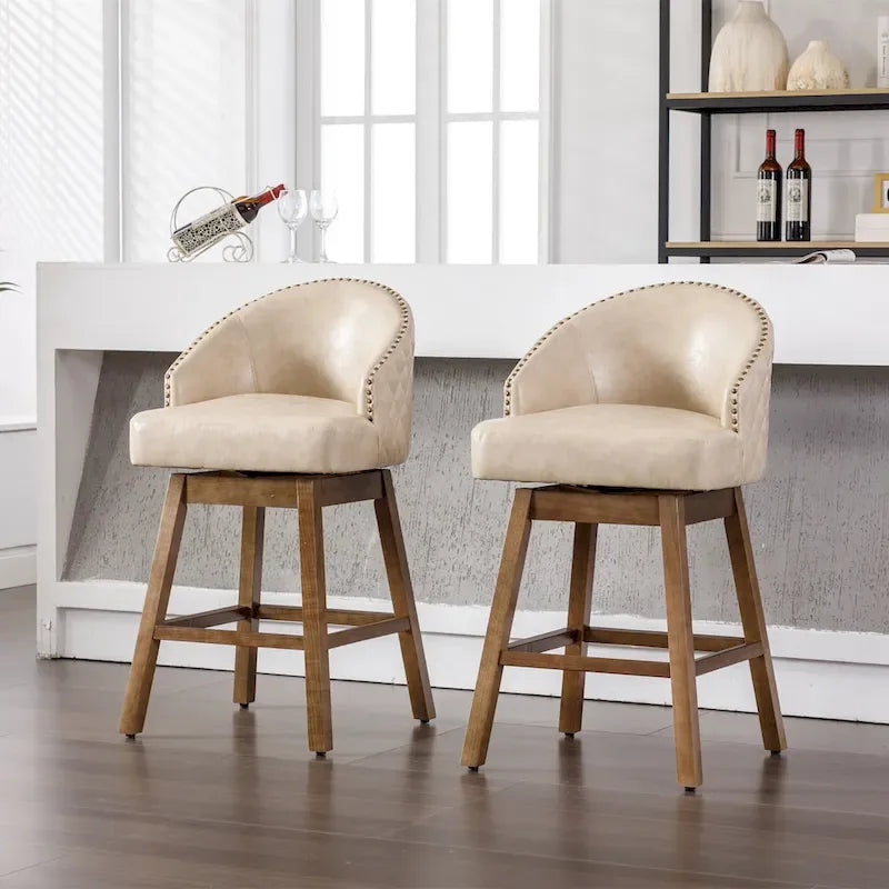 Tabourets de bar pivotants à 360° à hauteur de comptoir avec repose-pieds - Lot de 2