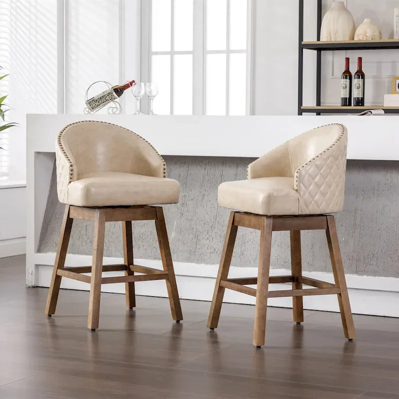 Tabourets de bar pivotants à 360° à hauteur de comptoir avec repose-pieds - Lot de 2