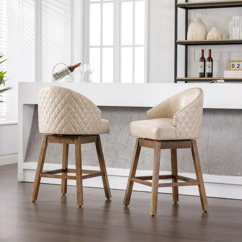 Tabourets de bar pivotants à 360° à hauteur de comptoir avec repose-pieds - Lot de 2