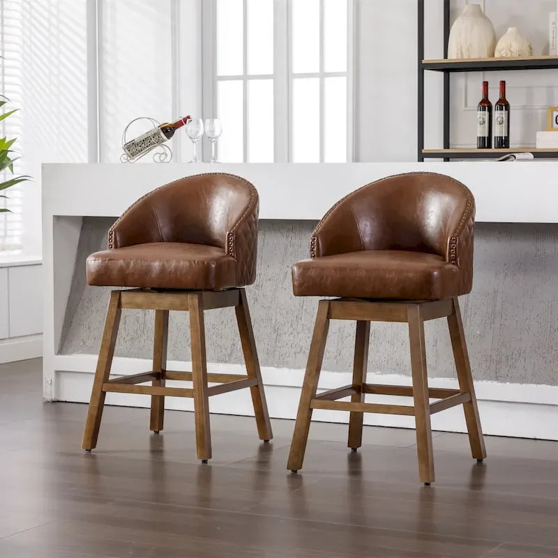 Tabourets de bar pivotants à 360° à hauteur de comptoir avec repose-pieds - Lot de 2