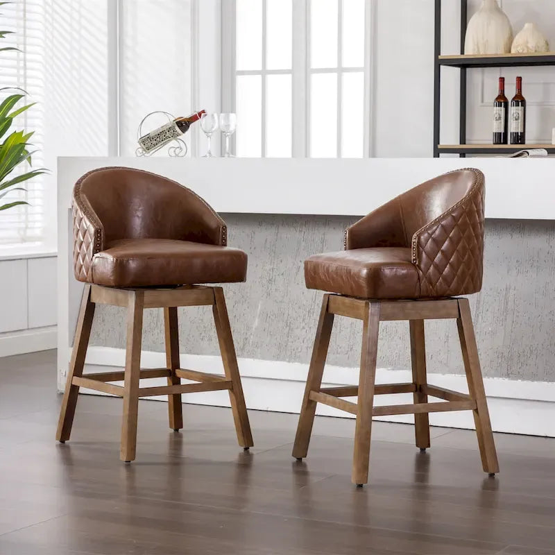 Tabourets de bar pivotants à 360° à hauteur de comptoir avec repose-pieds - Lot de 2