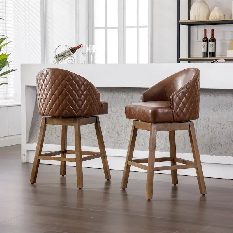 Tabourets de bar pivotants à 360° à hauteur de comptoir avec repose-pieds - Lot de 2