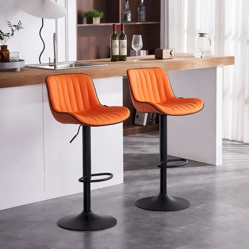Lot de 2 tabourets de bar réglables en hauteur avec dossier pour îlot de cuisine