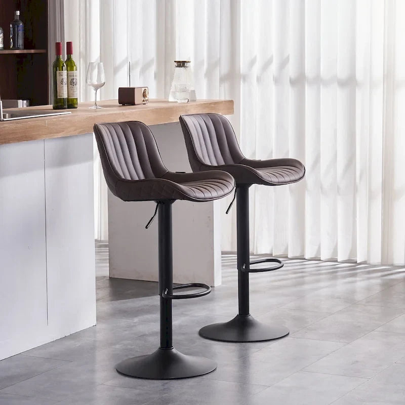 Lot de 2 tabourets de bar réglables en hauteur avec dossier pour îlot de cuisine