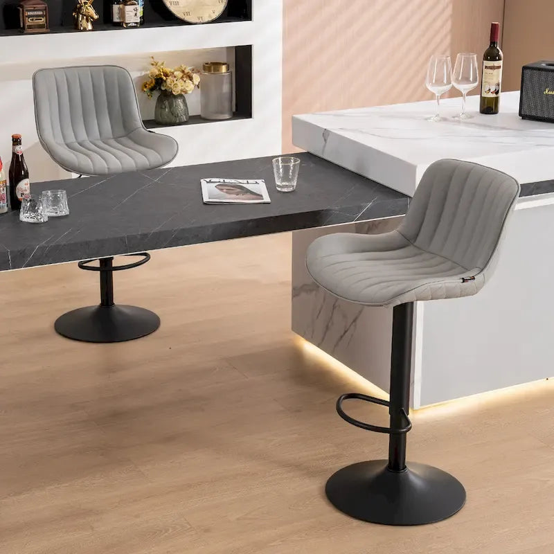 Lot de 2 tabourets de bar réglables en hauteur avec dossier pour îlot de cuisine
