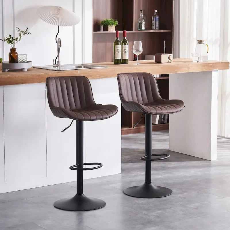 Lot de 2 tabourets de bar réglables en hauteur avec dossier pour îlot de cuisine
