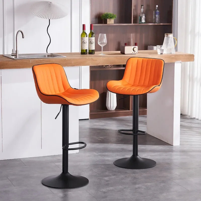 Lot de 2 tabourets de bar réglables en hauteur avec dossier pour îlot de cuisine