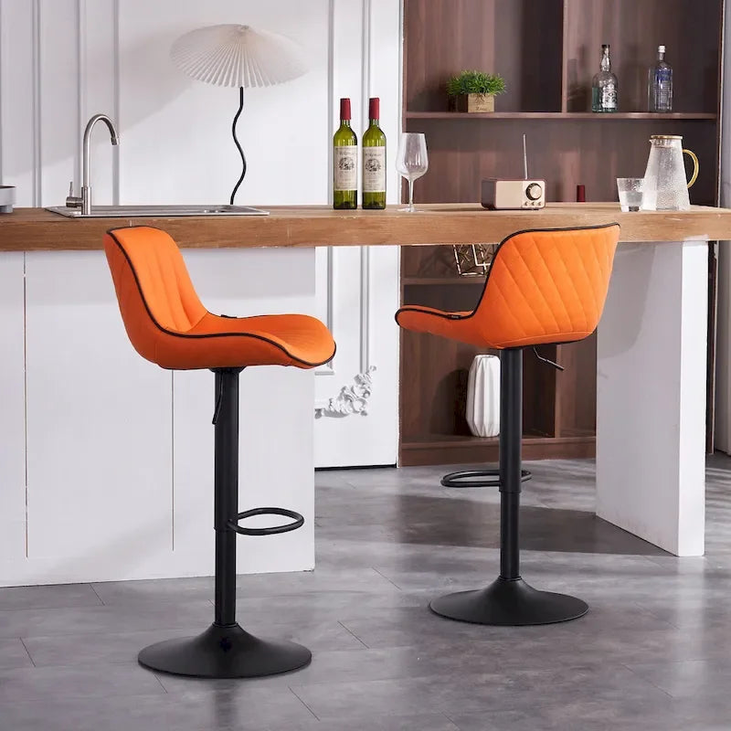 Lot de 2 tabourets de bar réglables en hauteur avec dossier pour îlot de cuisine