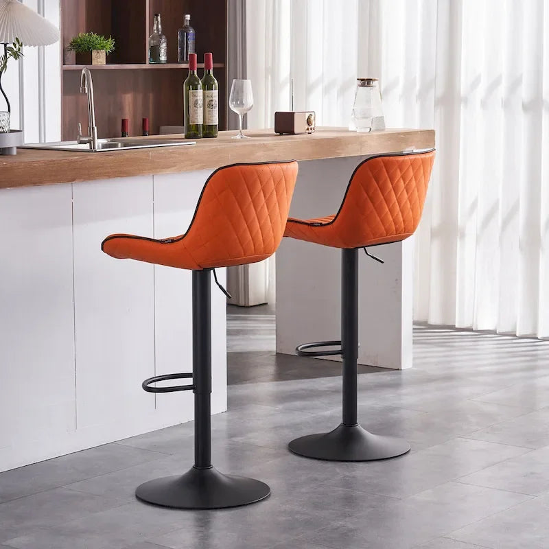 Lot de 2 tabourets de bar réglables en hauteur avec dossier pour îlot de cuisine