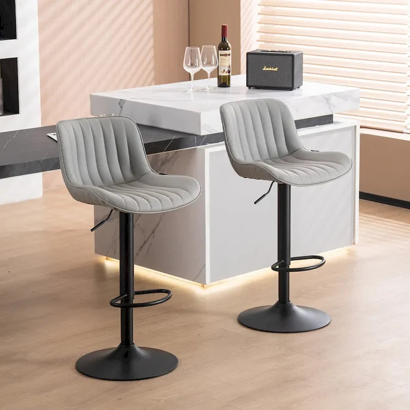 Lot de 2 tabourets de bar réglables en hauteur avec dossier pour îlot de cuisine