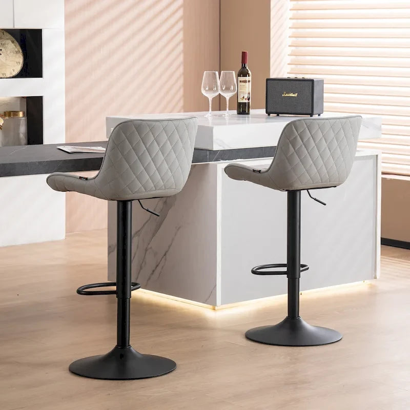 Lot de 2 tabourets de bar réglables en hauteur avec dossier pour îlot de cuisine